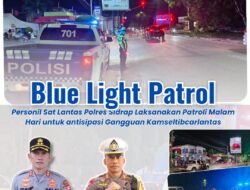 Wujudkan Kamseltibcar Lantas, Polres Sidrap Rutin Gelar Patroli Blue Light