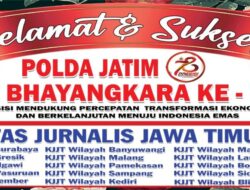 Komunitas Jurnalis Jawa Timur Beri Ucapan HUT Bayangkara Ke-78 ke Polda Jatim