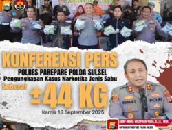 Sindikat Narkoba Antarprovinsi Terbongkar di Parepare, Polisi Sita 44 Kg Sabu