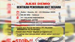 AMI Gelar Aksi Demo Besar di Surabaya: Tuntut Hentikan Pencurian Aset Negara dan Pecat Direksi PT Telkom Indonesia