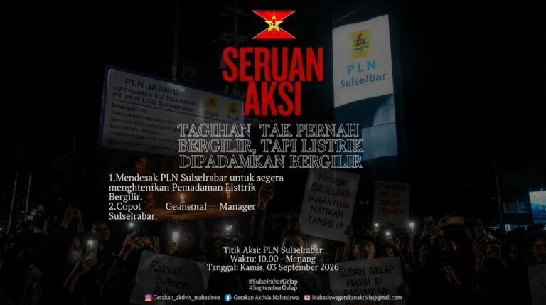 “Tagihan Tak Pernah Bergilir, Listrik Padam”: GAM Serukan Aksi Kepung Kantor PLN Sulselrabar