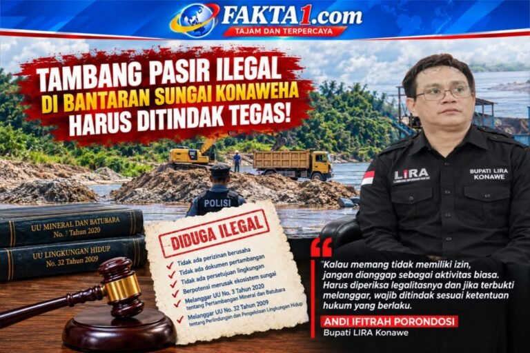 Bupati LIRA Konawe Soroti Dugaan Tambang Pasir Ilegal di Bantaran Sungai Konaweeha, Polres Diminta Bertindak Tegas