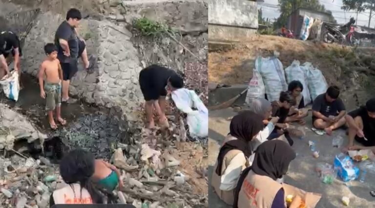 Aksi Peduli Lingkungan, Mahasiswa KKN UNM Bersama Pemdes Sereang Bersihkan Sampah di Perbatasan Sereang-Kanie Sidrap