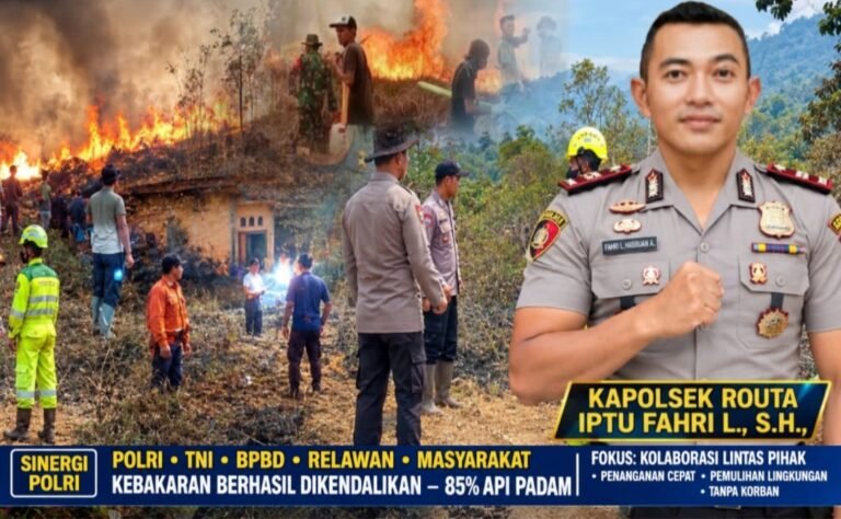 Sinergi Polsek Routa, Warga, dan PT SCM Padamkan Kebakaran Lahan di Desa Parudongka
